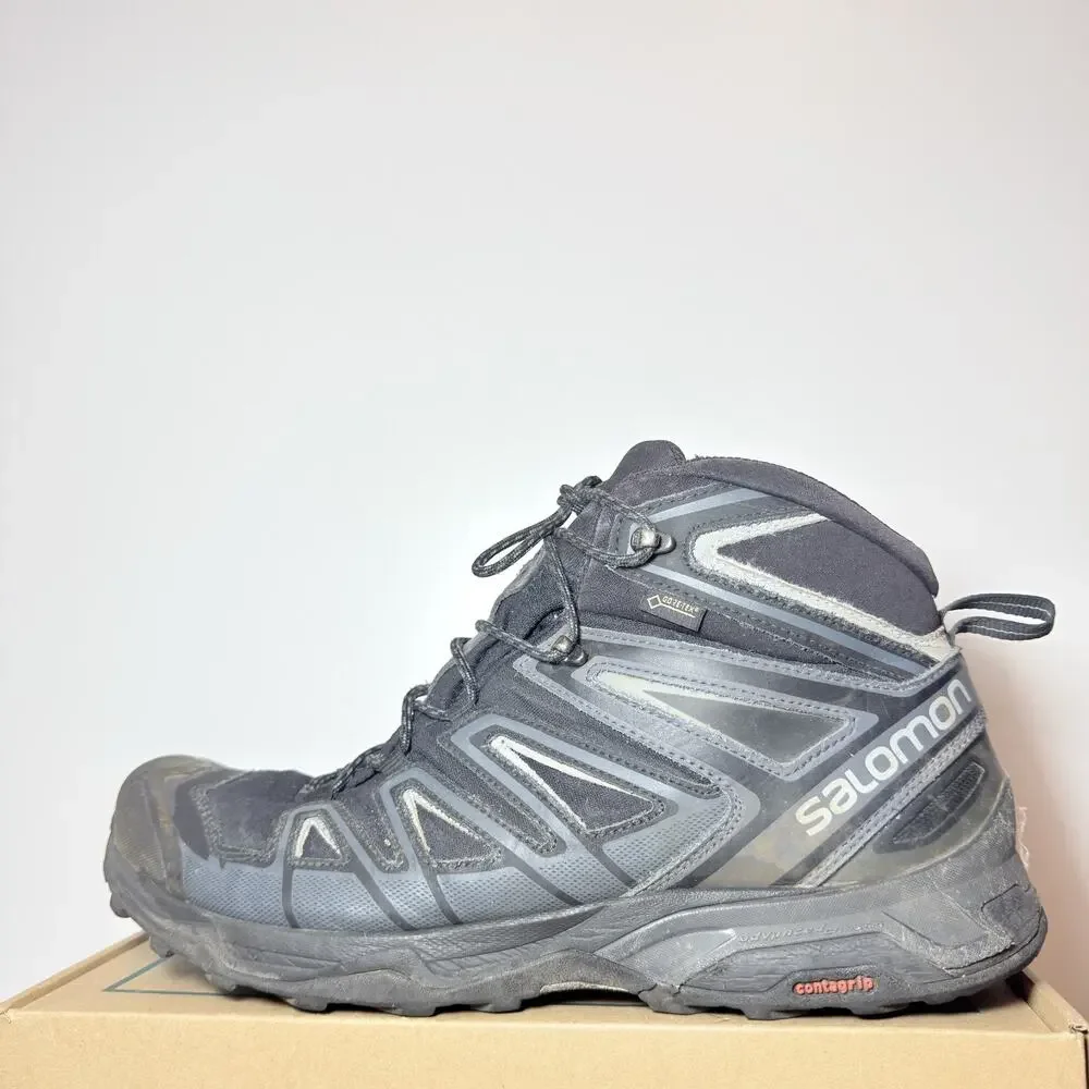 Salomon X Ultra 3 Mid GTX Mens 12 Hiking Boots Waterproof Gray Black Trail
